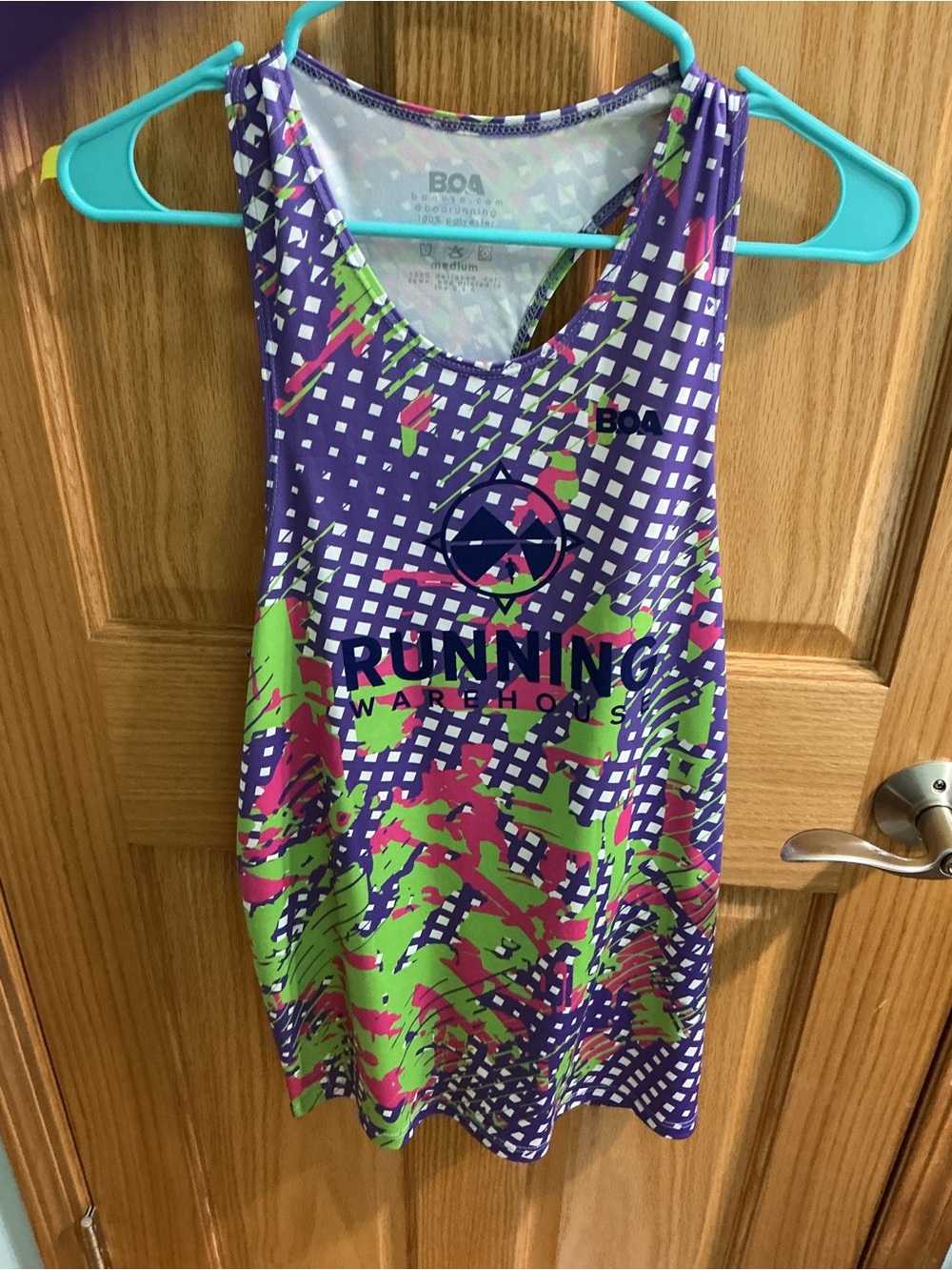 Men’s BOA Purple Performance Tank Top with Green & Pink Accents
